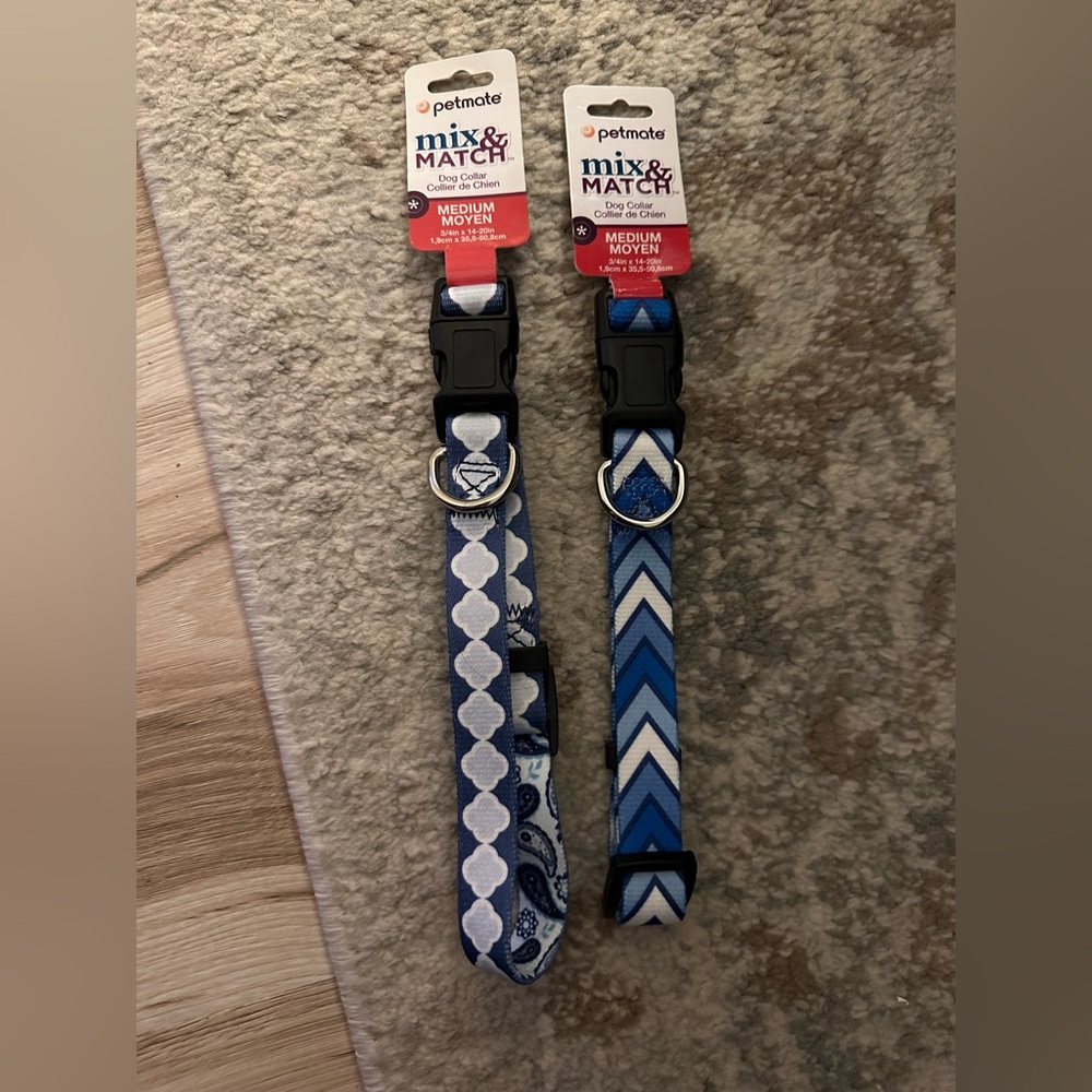Set of Two- petmate: Mix&Match-Blue Dog Collars Size Medium